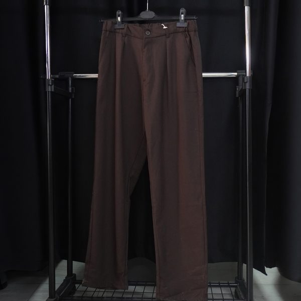 NXT5 Kahverengi Baggy Jean Rahat Kesim Bol Paça Erkek Kumaş Pantolon